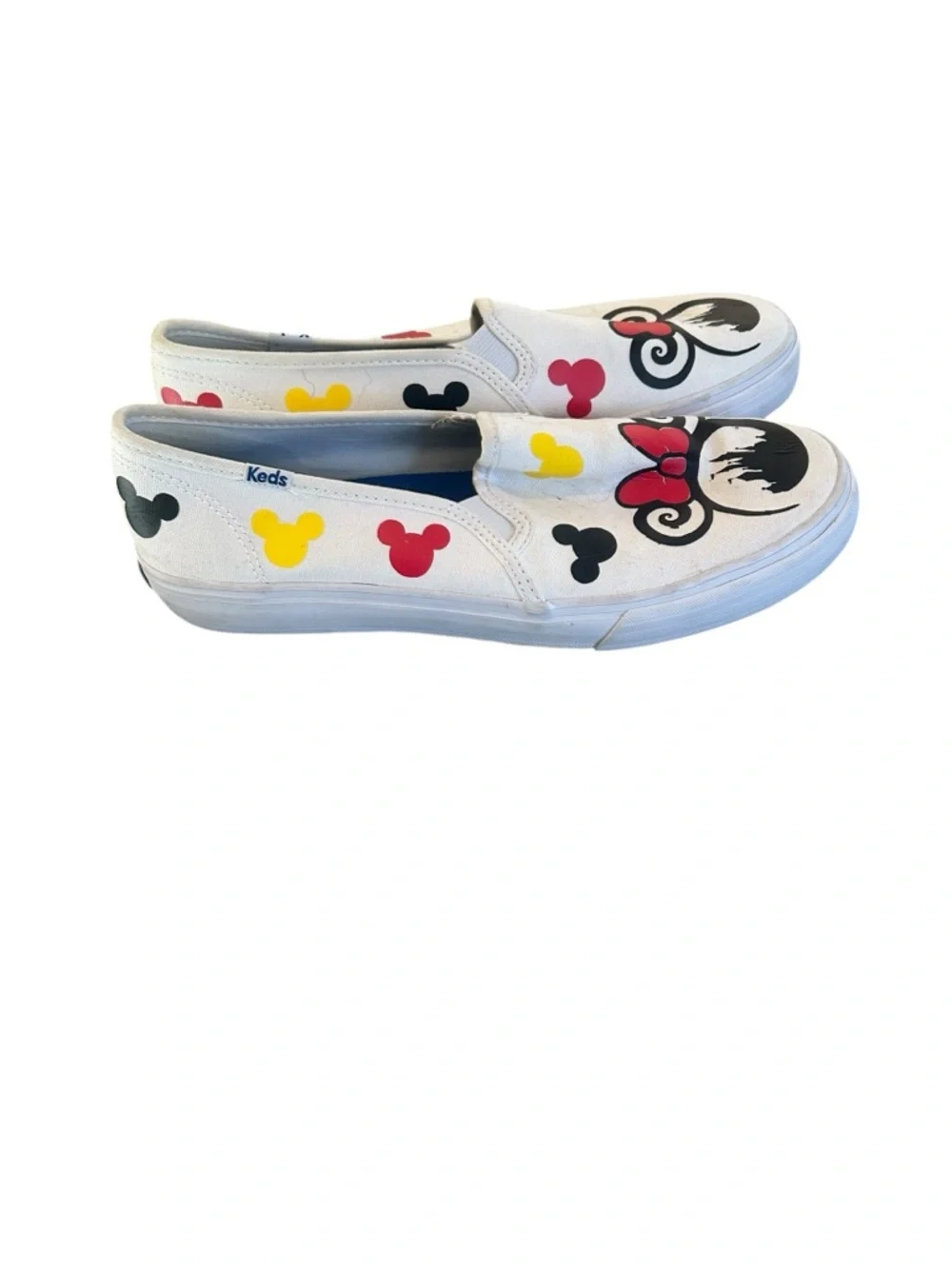 Keds DISNEY White Minnie Mouse Slip-On Sneakers with Red Bow size 8